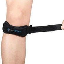 Load image into Gallery viewer, Black-Firm-Knee-Strap-Being-Pulled-To Tighten-Device